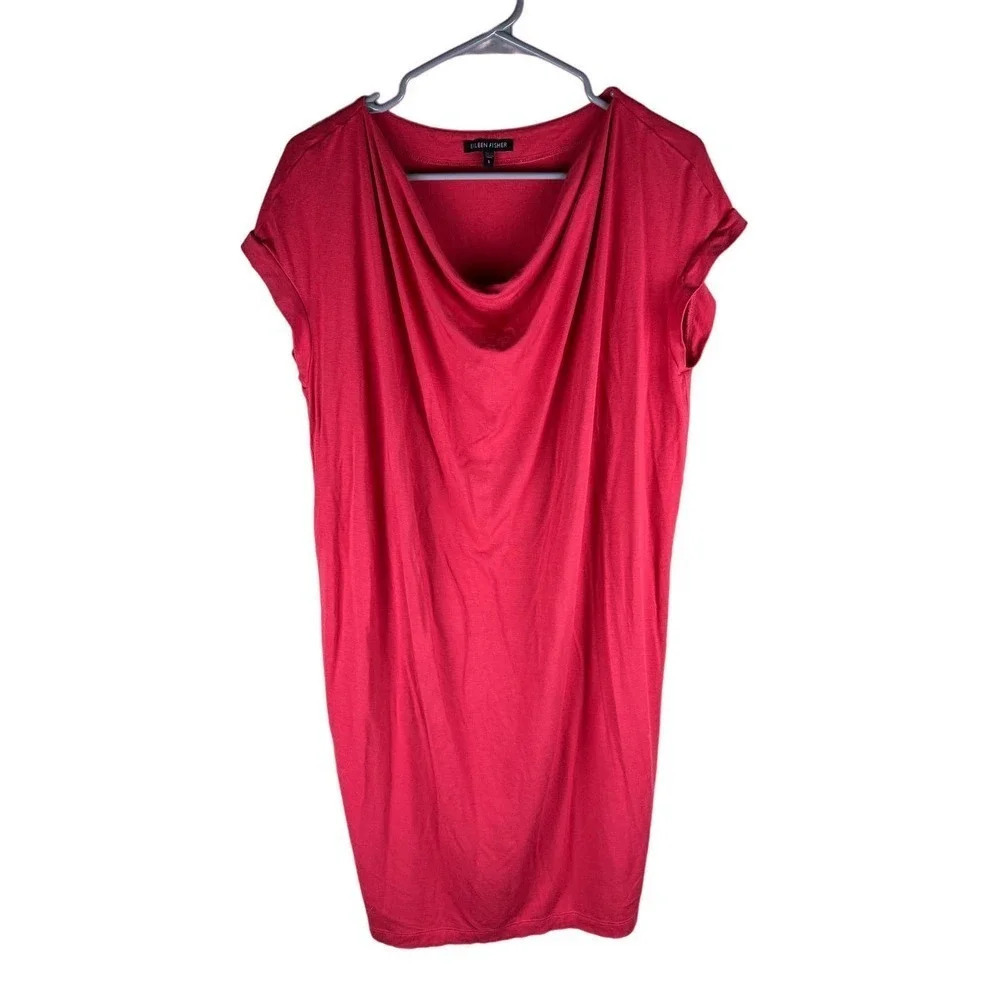 Eileen Fisher Pink Cap Sleeve Drape Shift Dress Women’s Small